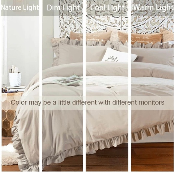 Queen's House Ruffled Duvet Cover,3 Pieces Shabby Boho Chic Farmhouse Bedding - Picture 6 of 6
